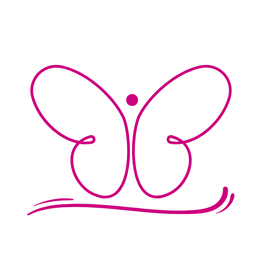 Minimal butterfly logo representing growth, elegance, confidence and creativity.