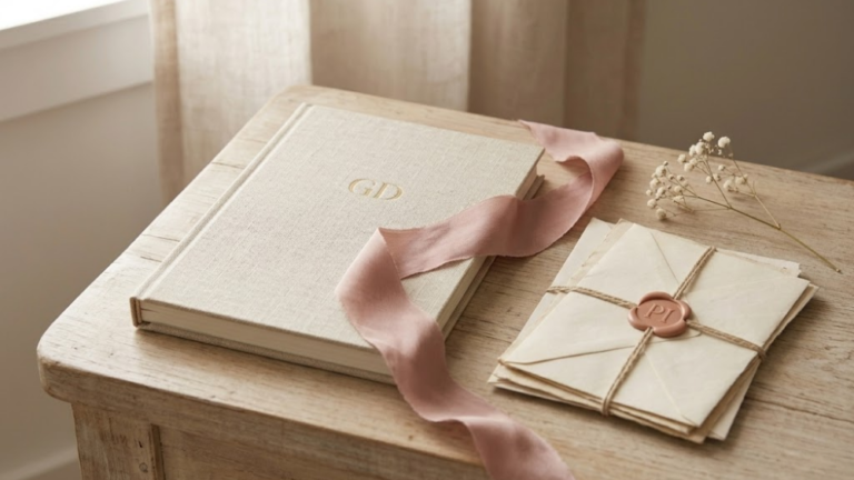 oft-focus aesthetic: A vintage-style open diary with pressed flowers and a silk ribbon capturing the magic in the mundane.
